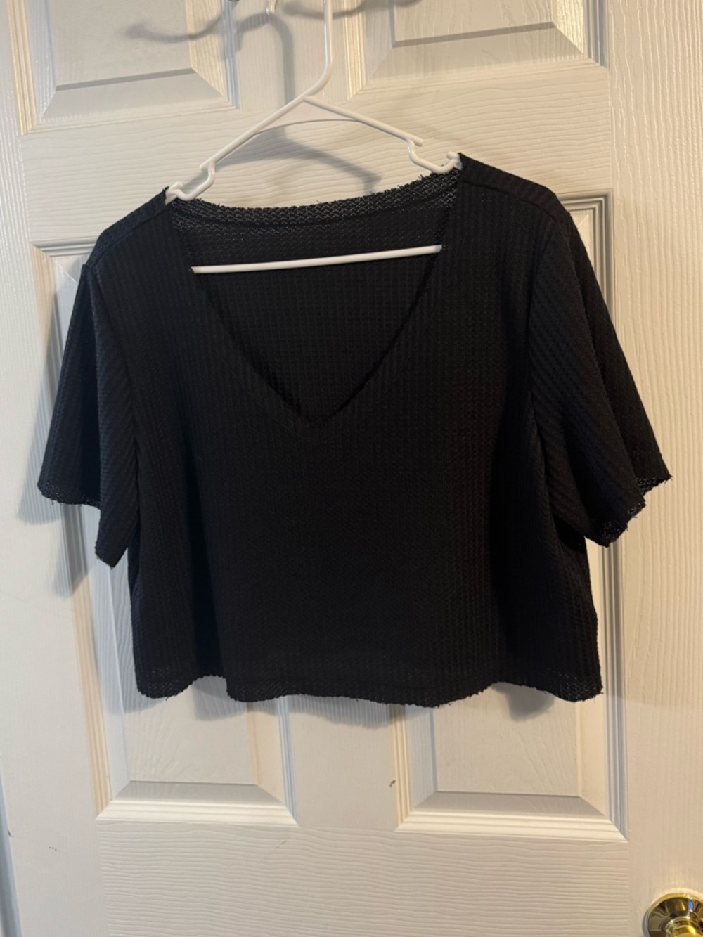 Black V-Neck Short Sleeve Top
